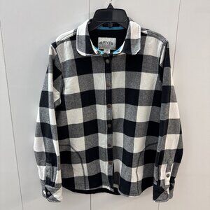 Orvis‎ Women Fleece Lined Flannel Shirt Jacket Shacket M Buffalo Plaid